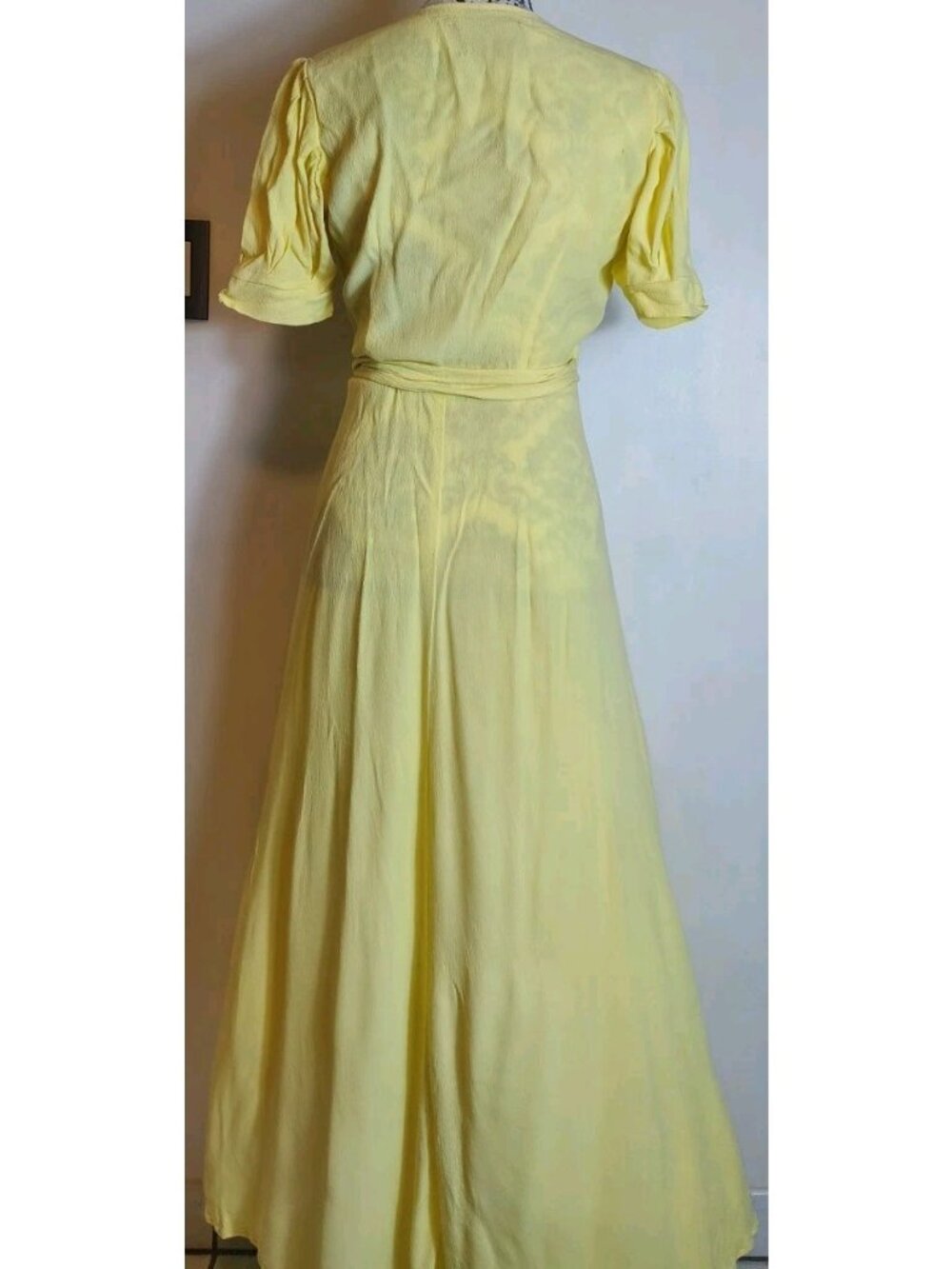 Reformation Winslow Yellow Wrap Maxi Dress Women's S V-Neck Puff Sleeve Crepe - Picture 7 of 16